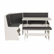 Pemberly Row Corner Nook Dining Set Charcoal Gray Fabric Seats in White Wood