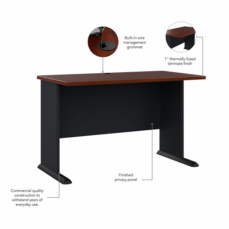 Pemberly Row Engineered Wood 48W Office Desk in Hansen Cherry and Galaxy