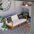 Pemberly Row 2-Piece Solid Teak Wood Patio Loveseat in Natural and White