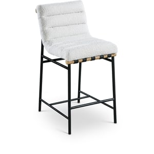 Pemberly Row Contemporary Cream Boucle Polyester Fabric Counter Stool