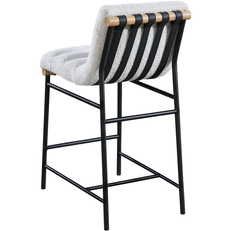 Pemberly Row Contemporary Cream Boucle Polyester Fabric Counter Stool