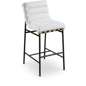 Pemberly Row Contemporary Cream Boucle Polyester Fabric Bar Stool