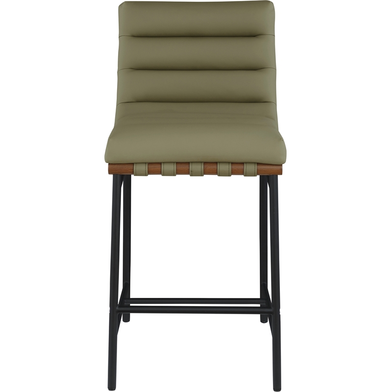 Pemberly Row Contemporary Soft Olive Green Vegan Leather Counter Stool