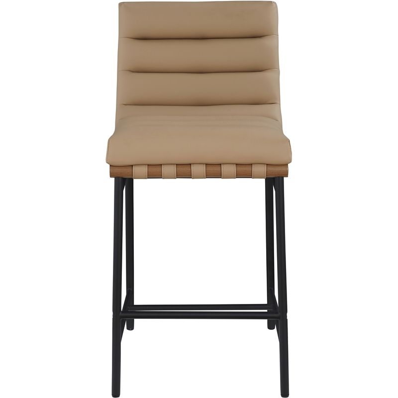 Pemberly Row Contemporary Soft Tan Vegan Leather Counter Stool