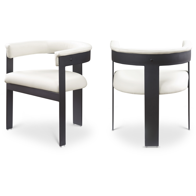 Pemberly Row Contemporary Cream Vegan Leather Dining Chair (Set of 2)