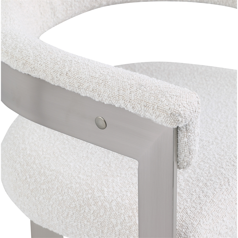 Pemberly Row Contemporary Cream Boucle Fabric Dining Chair (Set of 2)