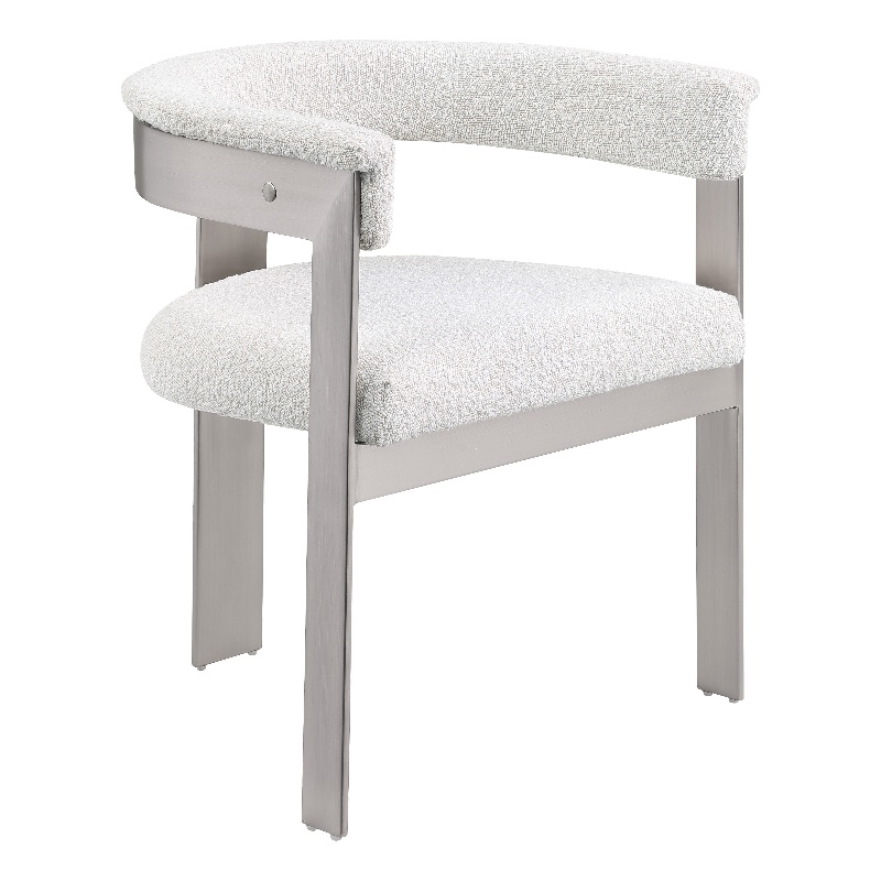 Pemberly Row Contemporary Cream Boucle Fabric Dining Chair (Set of 2)