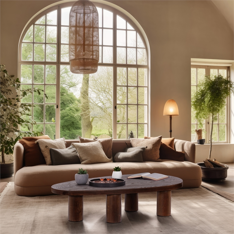 Pemberly Row Engineered Wood Contemporary Brown Coffee Table
