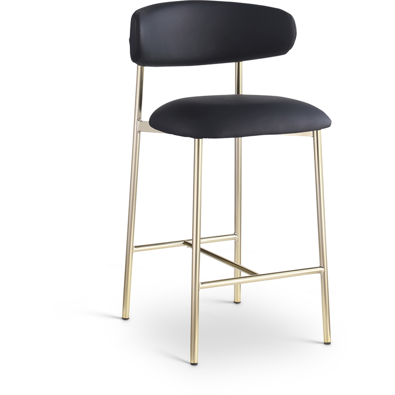 Pemberly Row Contemporary Black Vegan Leather Counter Stool (Set of 2)