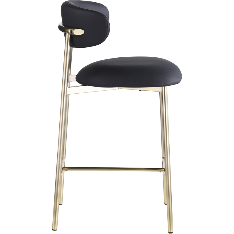 Pemberly Row Contemporary Black Vegan Leather Counter Stool (Set of 2)