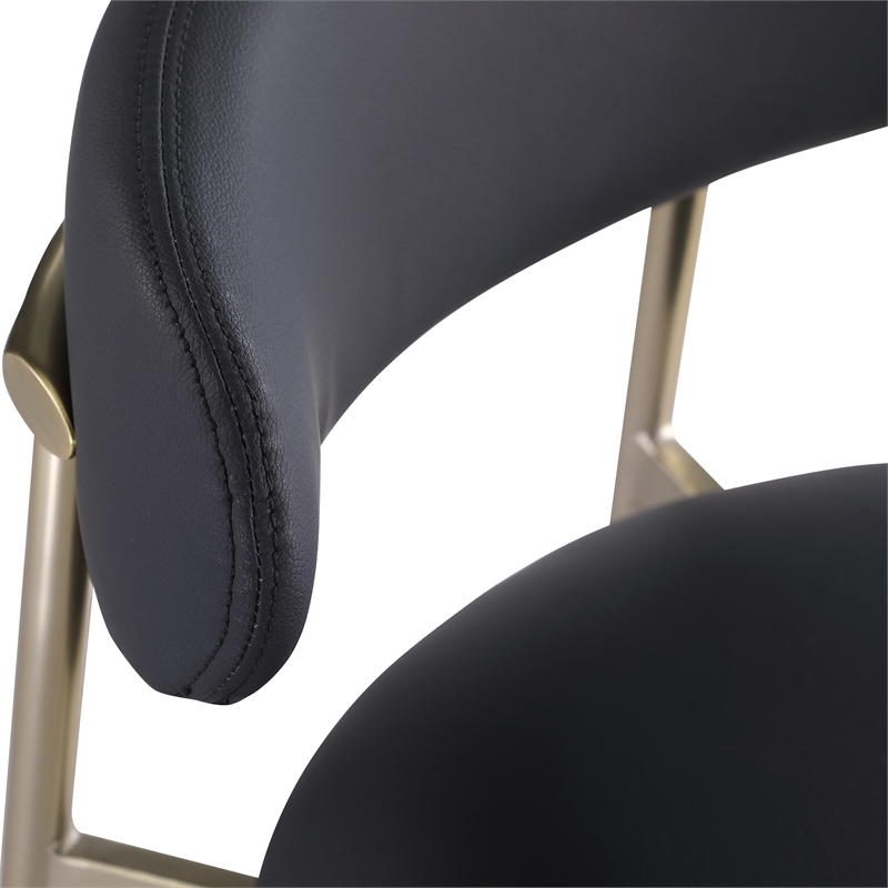 Pemberly Row Contemporary Black Vegan Leather Counter Stool (Set of 2)