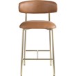 Pemberly Row Contemporary Cognac Vegan Leather Counter Stool (Set of 2)