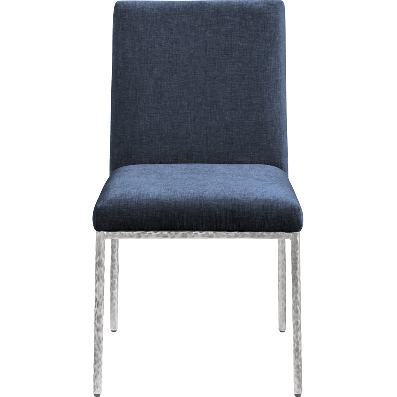 Pemberly Row Navy Chenille Fabric Dining Side Chair (Set of 2)
