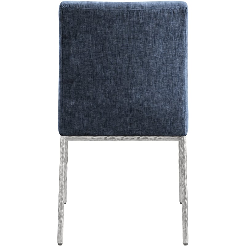 Pemberly Row Navy Chenille Fabric Dining Side Chair (Set of 2)