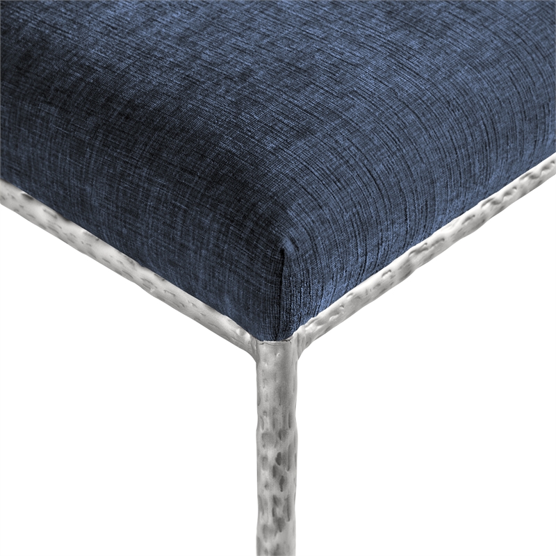 Pemberly Row Navy Chenille Fabric Dining Side Chair (Set of 2)