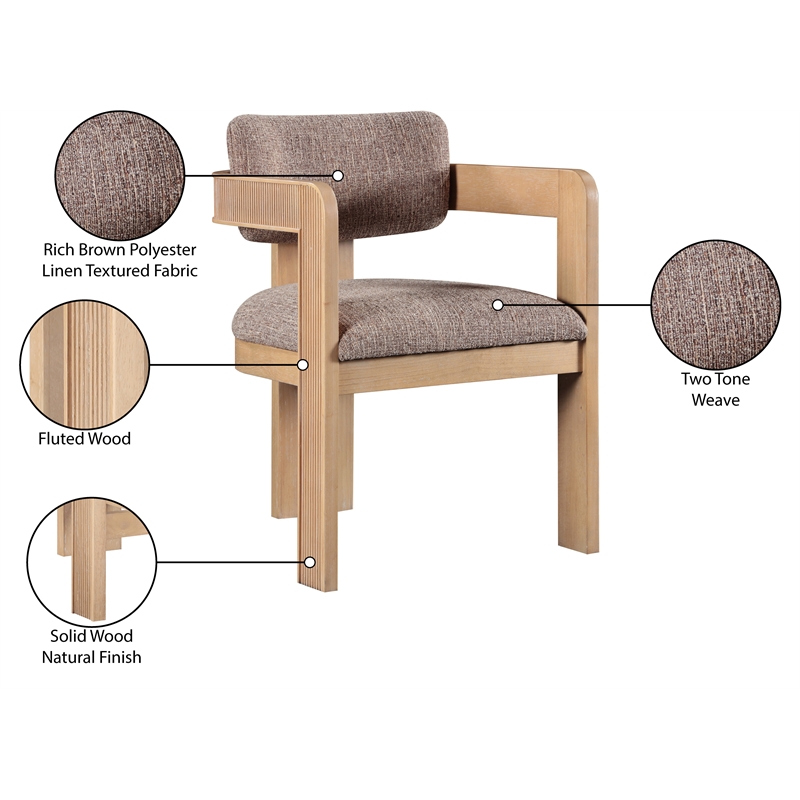 Pemberly Row Brown Linen Textured Fabric Dining Chair (Set of 2)