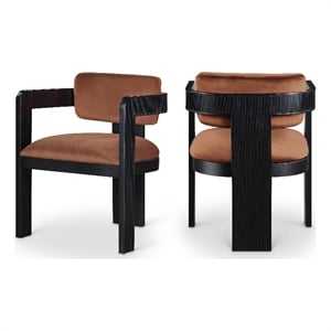 Pemberly Row Contemporary Cognac Velvet Dining Chair (Set of 2)