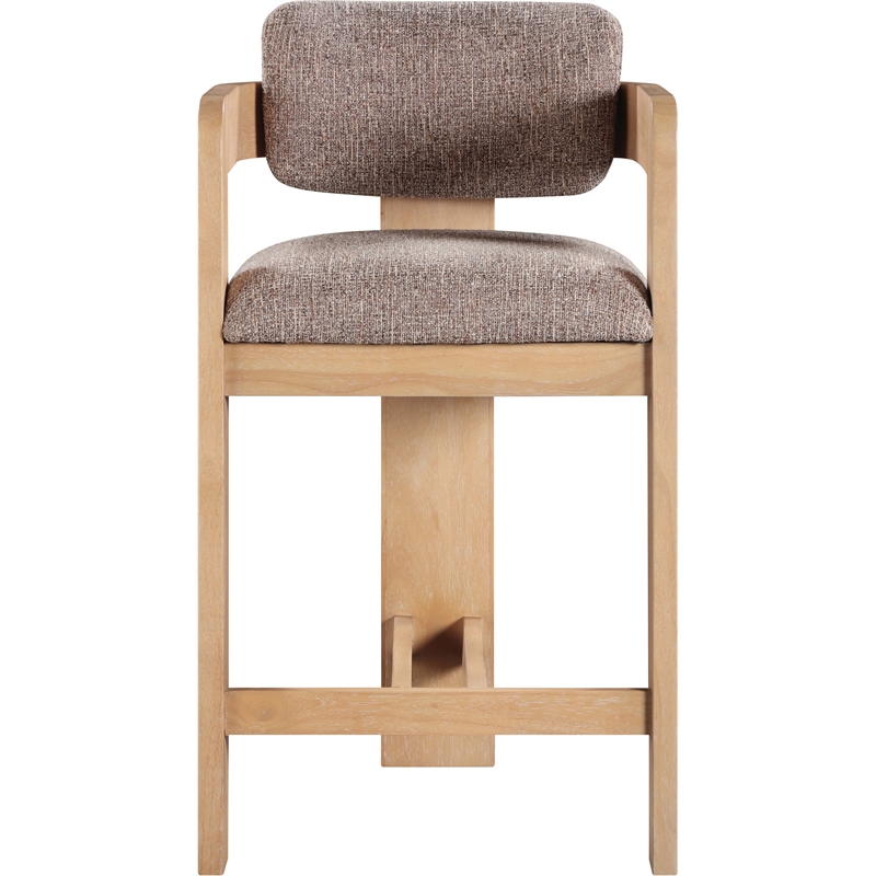 Pemberly Row Contemporary Brown Linen Textured Polyester Fabric Stool