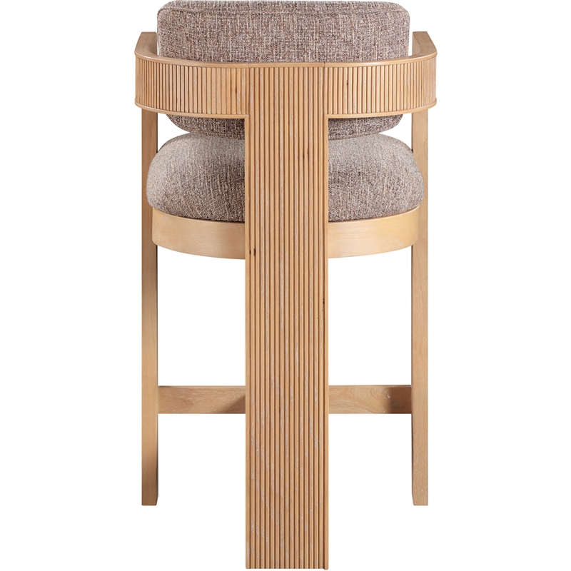 Pemberly Row Contemporary Brown Linen Textured Polyester Fabric Stool
