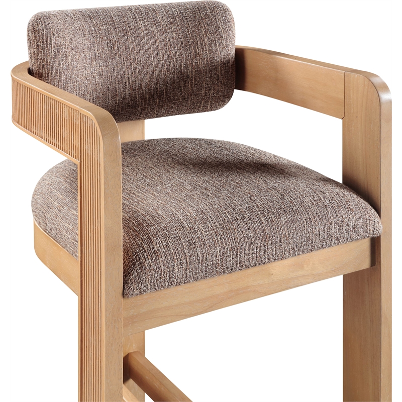 Pemberly Row Contemporary Brown Linen Textured Polyester Fabric Stool