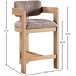 Pemberly Row Contemporary Brown Linen Textured Polyester Fabric Stool