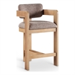 Pemberly Row Contemporary Brown Linen Textured Polyester Fabric Stool