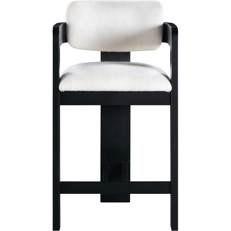 Pemberly Row Contemporary Cream Linen Textured Polyester Fabric Stool
