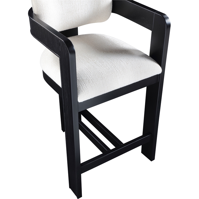 Pemberly Row Contemporary Cream Linen Textured Polyester Fabric Stool