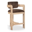 Pemberly Row Contemporary Solid Wood Frame Brown Ultra Luxe Velvet Stool
