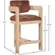 Pemberly Row Contemporary Solid Wood Frame Cognac Ultra Luxe Velvet Stool
