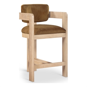 Pemberly Row Contemporary Solid Wood Frame Saddle Ultra Luxe Velvet Stool