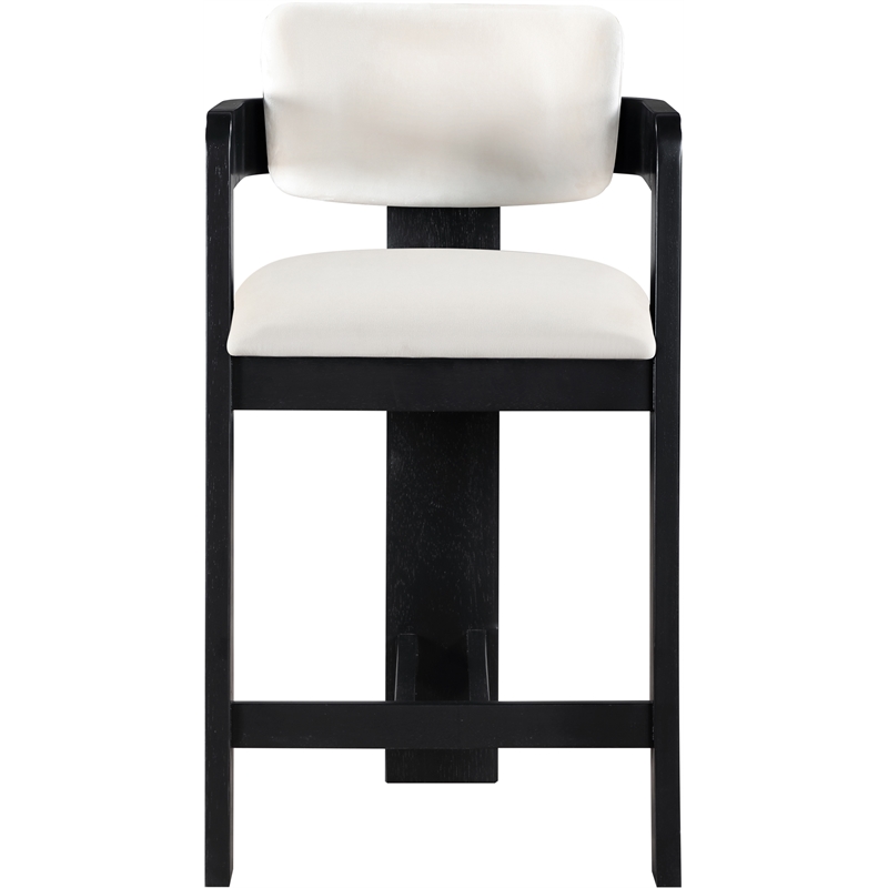 Pemberly Row Contemporary Solid Wood Frame Cream Ultra Luxe Velvet Stool