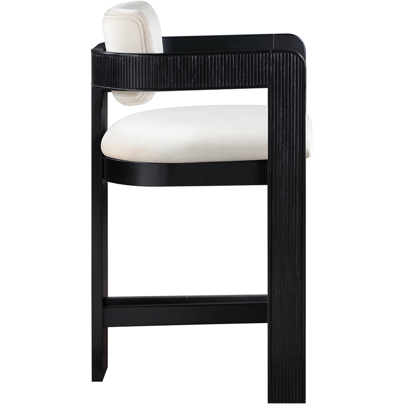 Pemberly Row Contemporary Solid Wood Frame Cream Ultra Luxe Velvet Stool