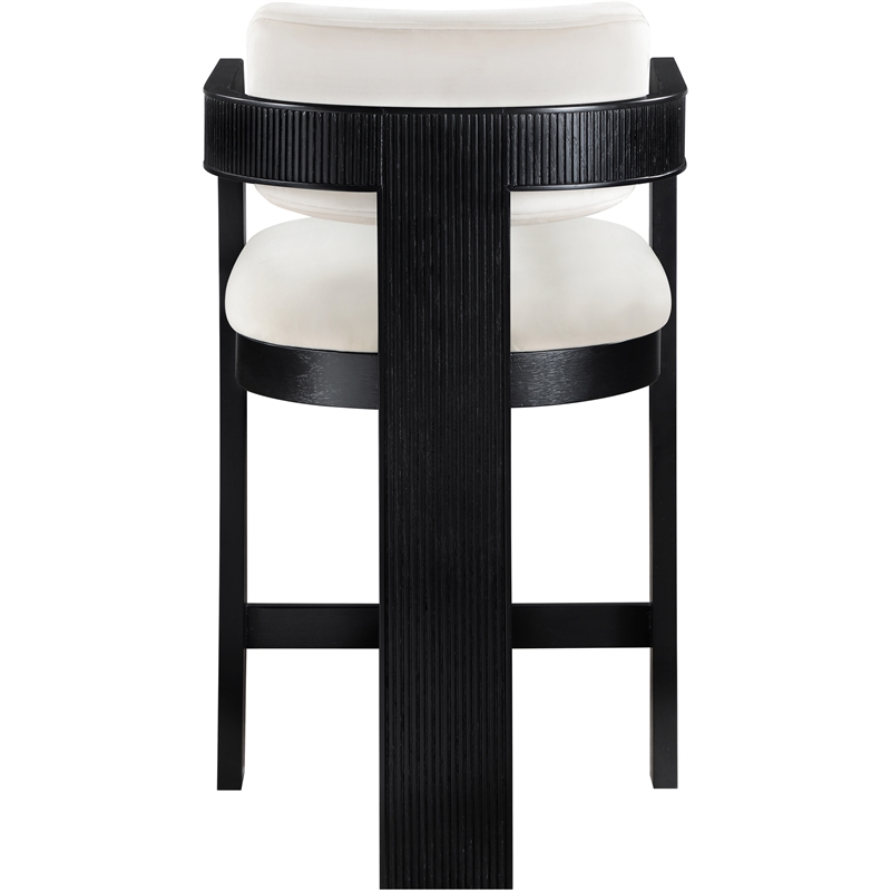 Pemberly Row Contemporary Solid Wood Frame Cream Ultra Luxe Velvet Stool