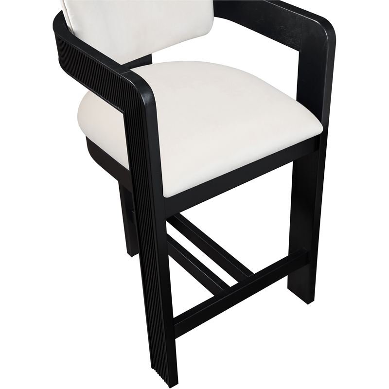 Pemberly Row Contemporary Solid Wood Frame Cream Ultra Luxe Velvet Stool
