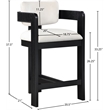 Pemberly Row Contemporary Solid Wood Frame Cream Ultra Luxe Velvet Stool