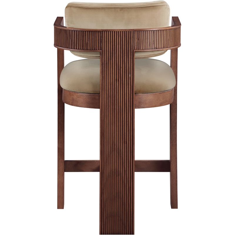 Pemberly Row Contemporary Solid Wood Frame Beige Ultra Luxe Velvet Stool