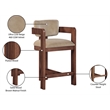 Pemberly Row Contemporary Solid Wood Frame Beige Ultra Luxe Velvet Stool