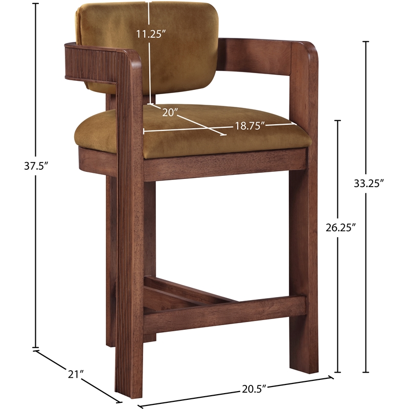 Pemberly Row Contemporary Solid Wood Frame Saddle Ultra Luxe Velvet Stool