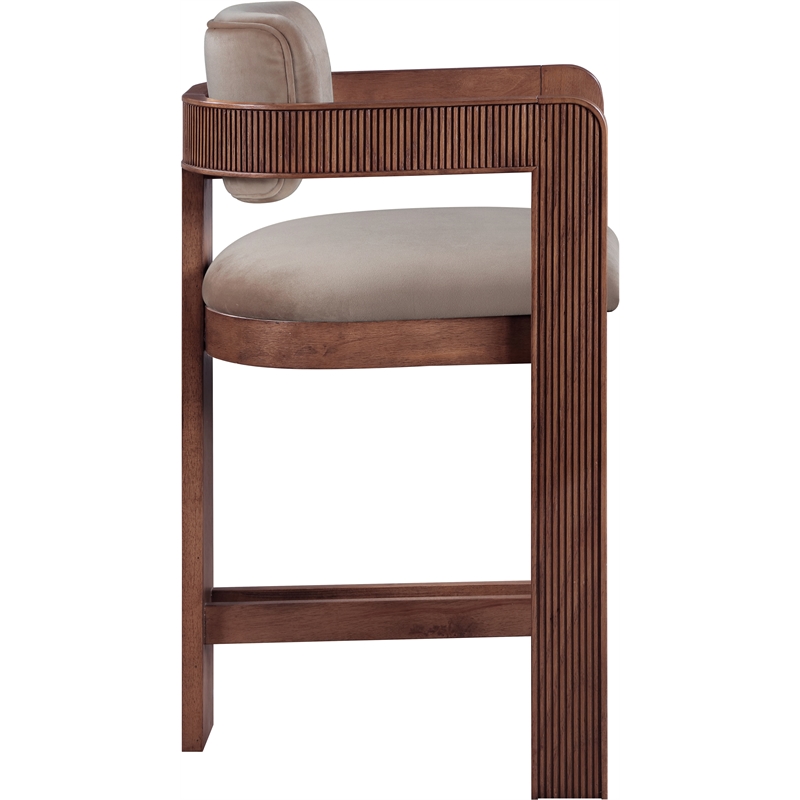Pemberly Row Contemporary Solid Wood Frame Taupe Ultra Luxe Velvet Stool