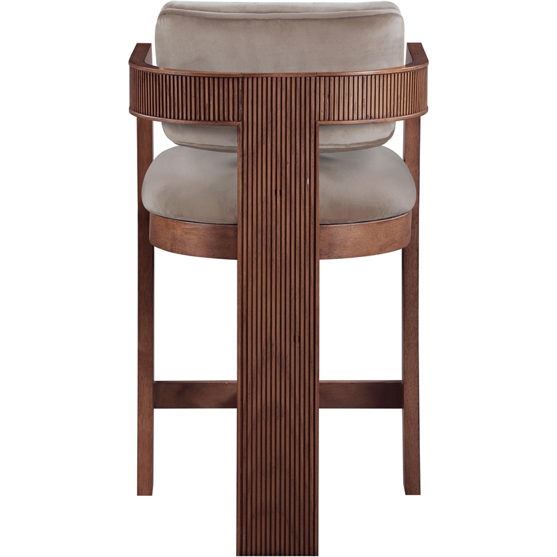Pemberly Row Contemporary Solid Wood Frame Taupe Ultra Luxe Velvet Stool
