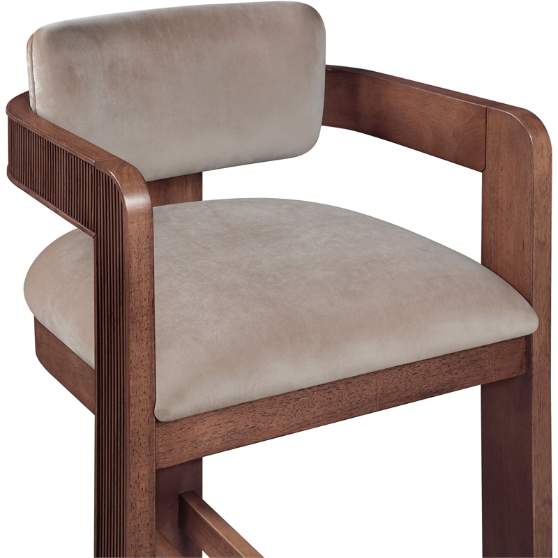 Pemberly Row Contemporary Solid Wood Frame Taupe Ultra Luxe Velvet Stool