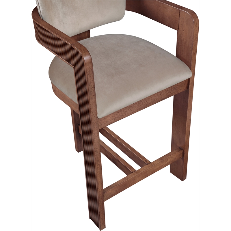 Pemberly Row Contemporary Solid Wood Frame Taupe Ultra Luxe Velvet Stool