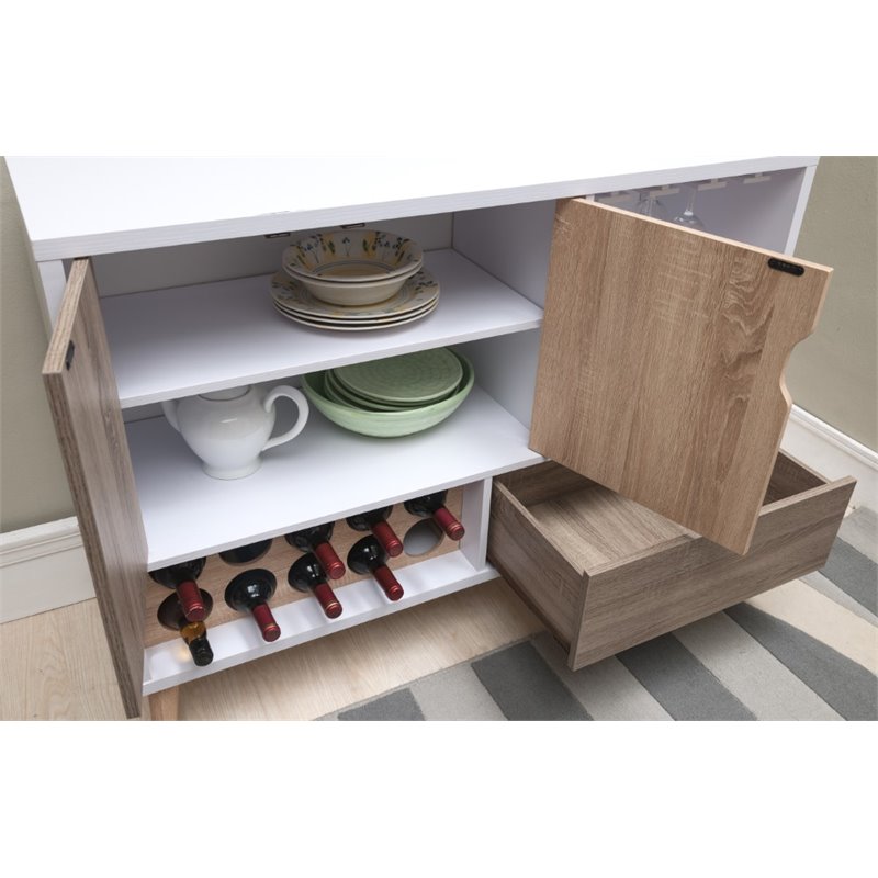 Pemberly Row ModernTransitional Wood 10-Bottle Wine Rack in White