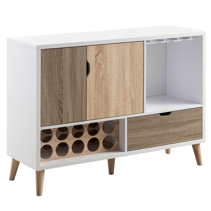 Pemberly Row ModernTransitional Wood 10-Bottle Wine Rack in White