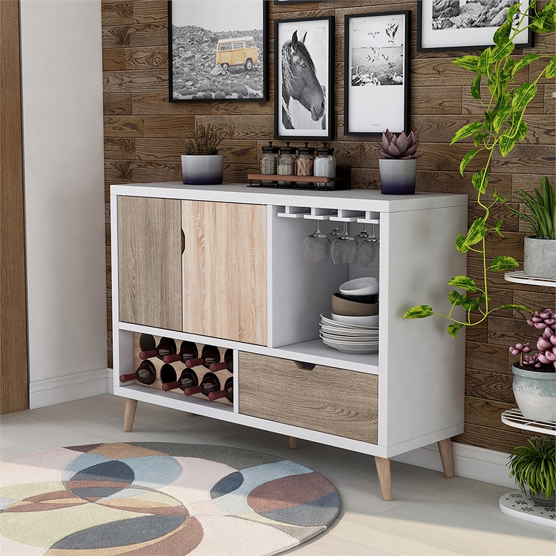 Pemberly Row ModernTransitional Wood 10-Bottle Wine Rack in White
