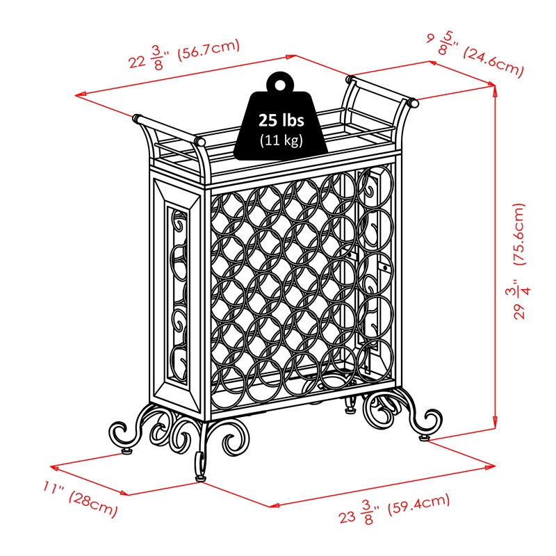 Pemberly Row Transitional Wood/Metal Wine Rack with Removable Tray in Bronze