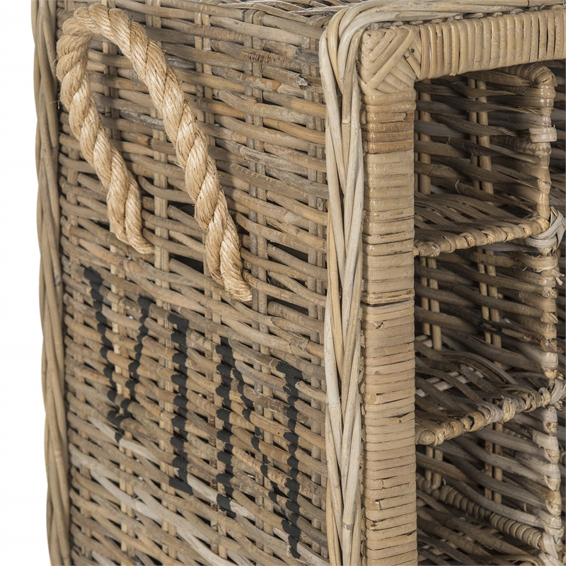 Pemberly Row Contemporary 16 Bottle Rattan Wicker Wine Rack in Black