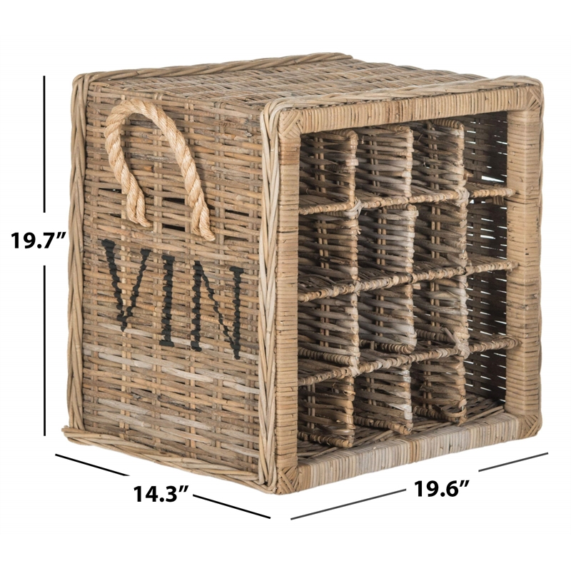 Pemberly Row Contemporary 16 Bottle Rattan Wicker Wine Rack in Black