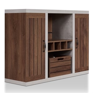 Pemberly Row ModernIndustrial Wood Multi-Storage Buffet in Walnut